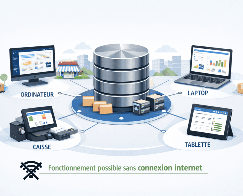 Architecture ERP un seul site avec bases de données partagée sur réseau local