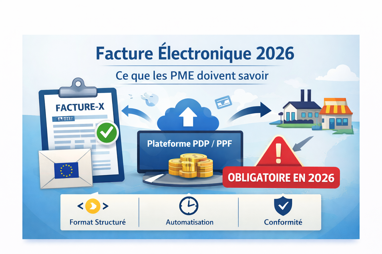 processus de facture électronique 2026 pour PME avec plateforme de transmission et conformité